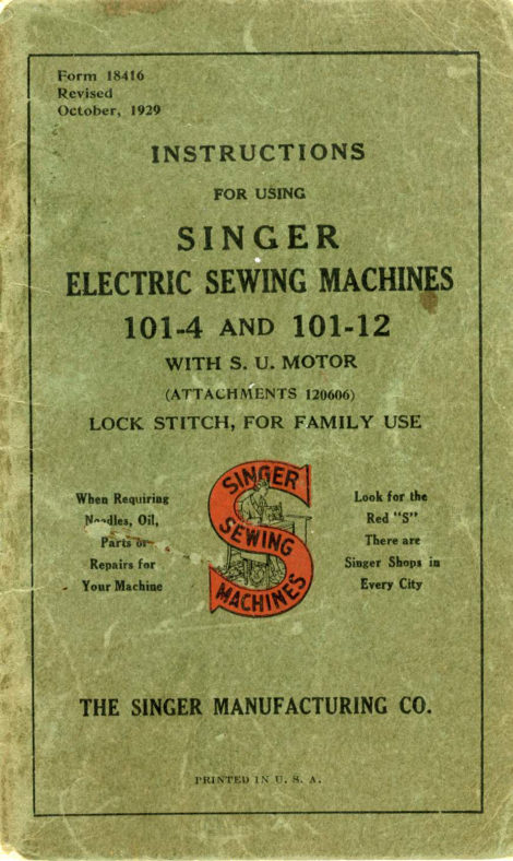 Singer 101-4 & 101-12 manual cover