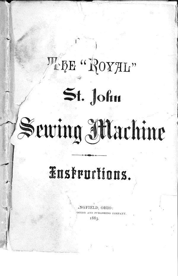 Illinois Royal St. John , 1883 manual cover