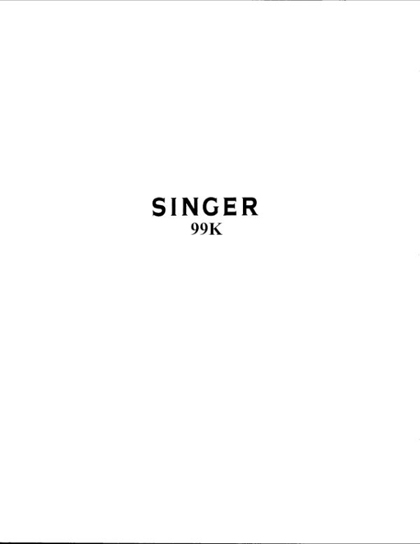 Singer 99K manual cover